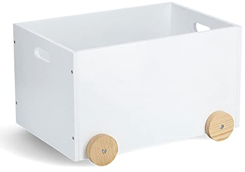 Zeller 13508 Kinder-Spielzeugkiste mit Rollen, MDF/Kiefer, weiß, ca. 50 x 36 x 30 cm