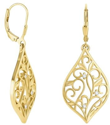 SOFIA MILANI - Damen Ohrringe 925 Silber - mit Zirkonia Steinen - Blatt Ohrhänger