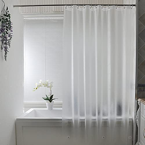 Cortina de Baño Antimoho 180 x 180 cm, Impermeable, Lavable, PEVA Con 12 Anillos, Semitransparente para Ducha y Bañera