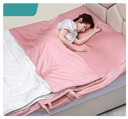 RUZGAR Hüttenschlafsack aus 100% Langstapelige Baumwolle 300 Fadenzahl Hüttenschlafsack mit Reißverschluss Hüttenschlafsack Einfach Doppelt (Color : Pink, Size : 180x210cm-70x82)