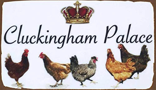 Cluckingham Palast Hühner Schild, Wandschild oder Hängeschild für Hühnerstall, Hahnfarm, königliche Hühnerfarm, Hühnerstall, Metall, 20,3 x 30,5 cm