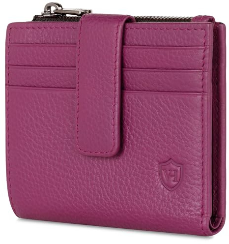 VON HEESEN Leder Kartenetui Geldbörse mit RFID-Schutz - Portemonnaie für Damen & Herren aus echtem Leder - Kartenhalter mit Münzfach - Geldbeutel für Frauen und Männer in Pink