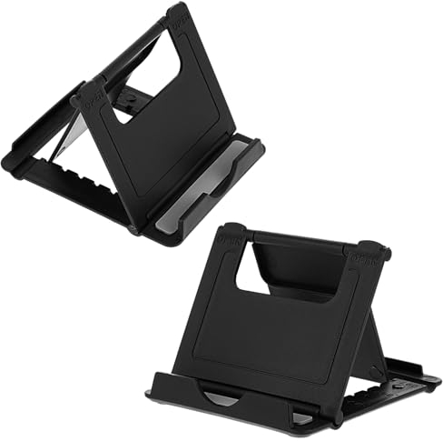 Amaxiu 2Pcs Foldable Phone Stand, Mini Tablet Stand Multi-Angle Cell Holder Portable Cradle Mobile Docks for Desk Home Watch Movie Video (Black)