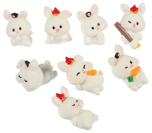 Cabilock 32 STK Miniatur-harzdekoration Miniaturen Schmücken Mini-harzkaninchen Tierspielzeug Tierisches Spielzeug Hasenfigur Aus Kunstharz Schöne Tierverzierung Kuchen Blumentopf Weiß