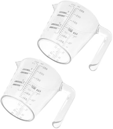 TOPBATHY Lot De 2 Tasses À Mesurer En Plastique Avec Graduations De 250 Ml Pour Une Mesure Facile Couleur Aléatoire