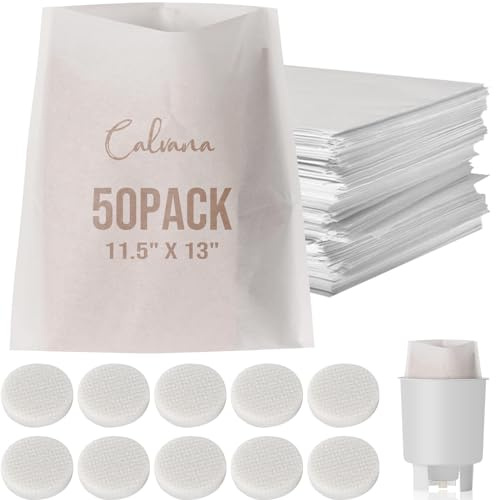Calvana Complete Cold Brew Coffee Filter Replacement Set – Includes 10 Reusable Felt Filters and 50 Paper Filter Bags – Compatible Cold Brew Maker Systems