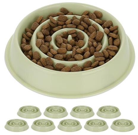 10 x Anti Schling Napf, Futternapf für Hunde, Tiernapf 400 ml, langsames Fressen, Hundenapf spülmaschinenfest, grün