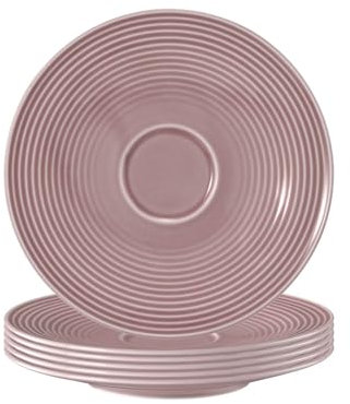 Seltmann Weiden Beat Color Glaze Kombi-Untertassen groß 6er Set | ø 16,7 cm | Passende Untertassen für Kaffeetasse (260 ml) und Milchkaffeetasse (350 ml) | Rillenrelief | Porzellan | Altrosa