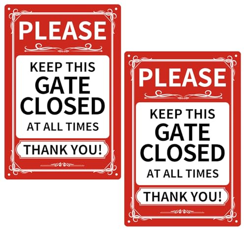 YankMooM 2 Pack Please Keep the Gate Closed Sign,30 x 20cm Metel Aluminum Door Sign Please Close the Gate Door Safety Sign UV Resistant Waterproof Durable Easy Mounting Indoor or Outdoor Use