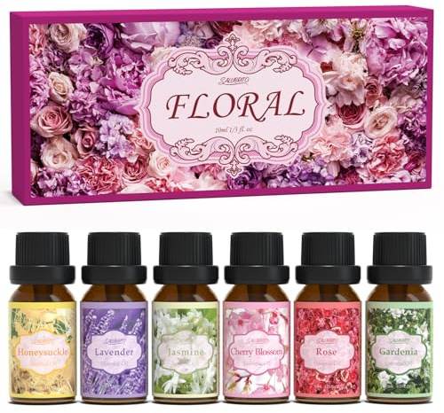 SALUBRITO Ätherische Öle Set, Blumen Duftöle für Diffuser, Aromatherapie Duftöl GeschenkSet, Lavendel, Jasmin, Rose, Gardenie, Kirschblüte, Geißblatt, Geschenk für Frauen