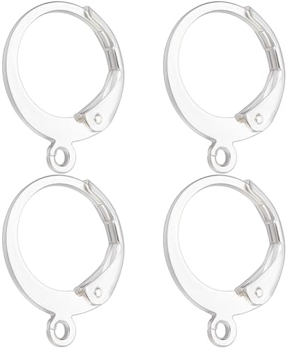 Beebeecraft 1 scatola Da 100 pezzi Ganci per Orecchini A Leva Rotondi 925 orecchini A Cerchio In Argento Sterling Placcati 304 orecchini A Cerchio In Acciaio Inossidabile Francese per La Creazione