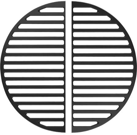 Wiltec 2x Gusseisen Grillrost 49,8 x 24,3 x 0,9 cm, Gussrost für Grill mit guter Hitzespeicherung, Grillgitter für typische Grillstreifen auf Grillgut, Grillzubehör für BBQ
