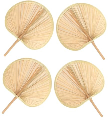 TOGEVAL 4pièces Éventail Palmier Tissé Main Lot De Éventails Pour Rafraîchissement Et Décoration Murale Accessoires Artisanaux Bois Palmier