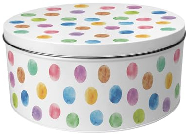 Purely Home Rainbow Polka Dots Large Cake Tin - Colourful Homeware Gifts Round Metal Storage Container for Baking 23 x 10cm