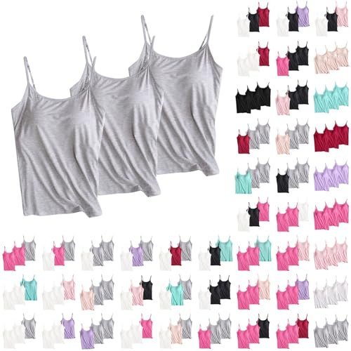 Camiseta interior para mujer, 3 piezas, camiseta interior de verano, sin mangas, ajustable, sujetador básico, tirantes finos, camiseta para mujeres y niñas, tallas grandes, rosa fucsia., XXL