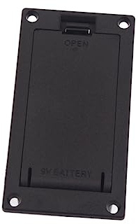 Vaguelly 9v Battery Holder Black Plastic Case Box Cover Eq08 with Easy Access for Replacement and Flat Mounting for Guitar and Bass Active Pickup Connector