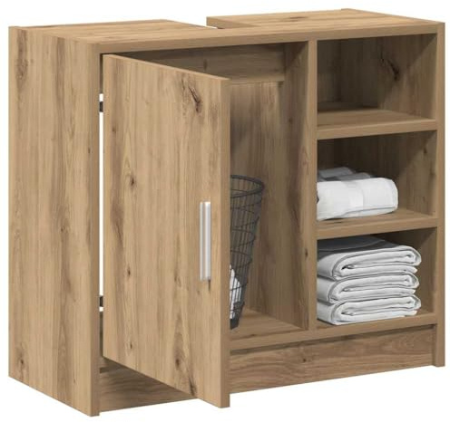 vidaXL Badezimmerschrank Artisan-Eiche 63 x 29 x 55 cm Holzwerkstoff | Das matte Finish des Schranks macht ihn zu einem echten Hingucker in deinem Badezimmer und passt gut zu vielen Deko-Stilen,