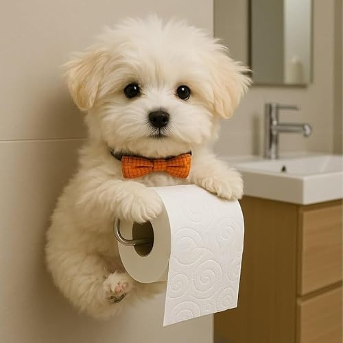Porte-Papier Toilette Mural en Forme de Chien, Joli Porte-Serviettes en Papier 3D en Forme de Chat, Porte-Papier Toilette décoratif en Forme d'animal, Cadeau pour Les Amoureux des Chiens (#C)