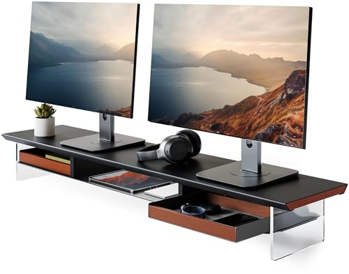 Fenge Support Ecran PC, 108cm, Acrylique, Ordinateur Moniteur TV, Noir