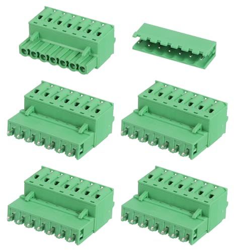 sourcing map Set di 5 connettori a 7 pin con passo da 5,08 mm per montaggio su PCB con morsettiera a vite diritti senza saldatura 2EDGKD connettori maschio e femmina per 28-10AWG