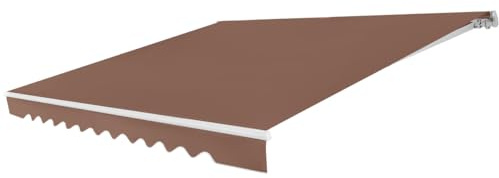 GOPLUS Toldo Retráctil Exterior Impermeable (400x250 cm,Marrón) | Toldo para Terraza con Manivela Manual, Ángulo Ajustable 40°-100°, Protección UV y Estructura de Aluminio