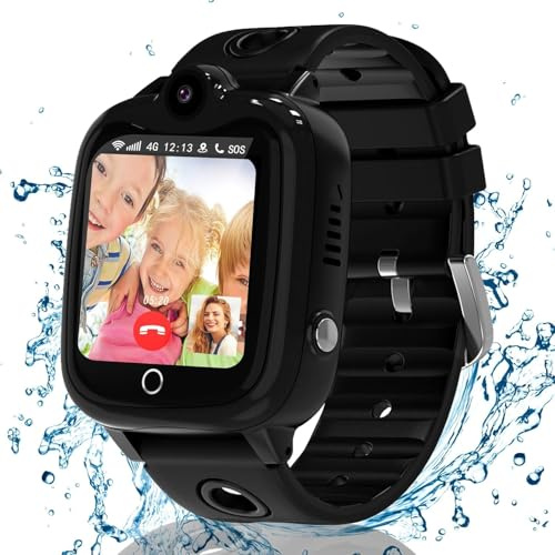 Reloj Inteligente Niño 4G, Smartwatch Niños con Videollamada, Reloj GPS Niños Localizador y Llamadas SOS Chat SMS Juego Despertador Impermeable Modo Clase,Relojcon Tarjeta SIM Regalo Niña Niño