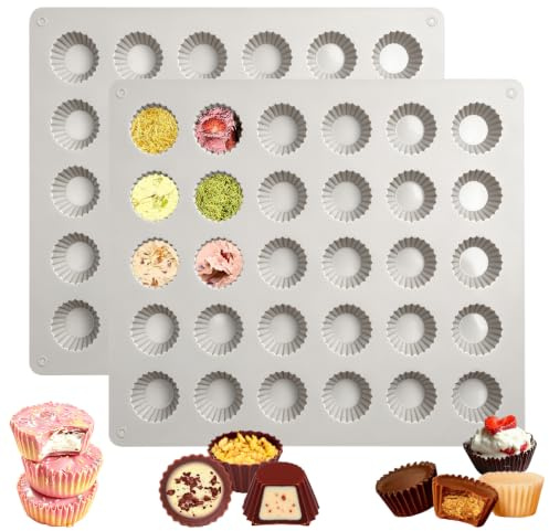 Lot de 2 moules à chocolat en silicone - 30 cavités - Mini bonbons | Moule à beurre d'arachide, taille adaptée à la bouche, pour truffes et brownies, gris