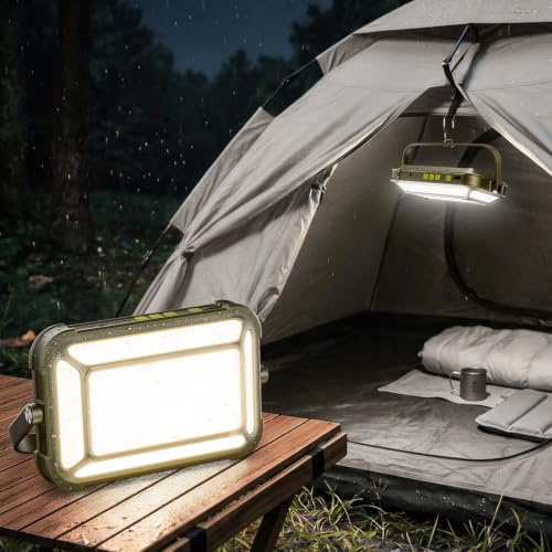 Arsoer Campinglampe, IP65 Wasserdicht Tragbar Aufladbar Zeltlampe für Camping mit 3 Farben/SOS-Funktion/10000mAh Akku/USB-C, LED Camping Licht für Stromausfällen, Hurrikanen, Wandern, Zelten
