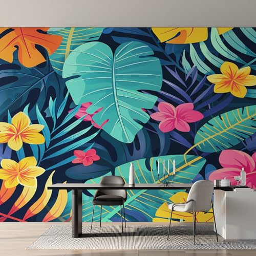Monstera Wallpaper for Living Room, Flower Leaf Wall Mural for Bedroom 450x315 cm, Non-Woven Photo Wallpaper, Home Decor D&O92