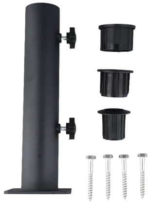 Vilgftyiet Tubo di supporto per ombrellone con manicotti in PVC da 48/38/32 mm per supporto ombrellone da giardino, base in acciaio inox con pomello di sicurezza e vite di montaggio, compatibile con