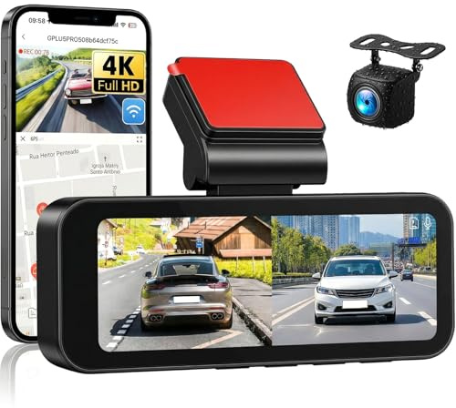 SIXTOP Dashcam 4K UHD Avant Arrière 1080P - Double caméra avec Vidéo WiFi GPS Surveillance Stationnement Capteur G - Caméra de véhicule avec Vision Nocturne Enregistrement en Boucle Grand Angle 150°
