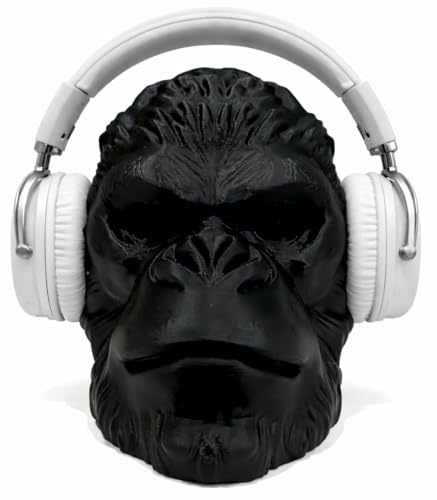 Genérico Soporte para Auriculares Cabeza de Mono Orangután – Stand Cascos Gaming y Música, Organizador Escritorio Original, Decoración Moderna Negra, Regalo Friki Gamer, 20x18x15 cm