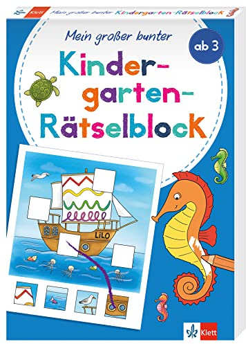 Klett Mein großer bunter Kindergarten-Rätselblock: ab 3 Jahren, Erste Zahlen, Buchstaben, Konzentration