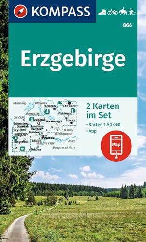 KOMPASS Wanderkarten-Set 866 Erzgebirge (2 Karten) 1:50.000: inklusive Karte in der KOMPASS-App offline nutzen, markierte Wanderwege, Fahrradfahren