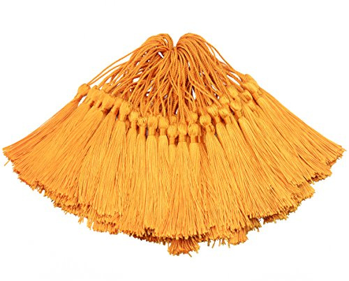100 Unids 13 cm / 5 Pulgadas Sedoso Hilo Marcador de Borlas con 2-pulgadas Cord Loop y Pequeño Nudo Chino Para la Fabricación de Joyas, Recuerdo, Marcadores, Artesanía DIY Accesorio (Naranja Claro) | con Lazo de Cuerda de 5cm y Pequeño Nudo Chino para Fabricación de Joyas,Recuerdos,Accesorio de Arte DIY