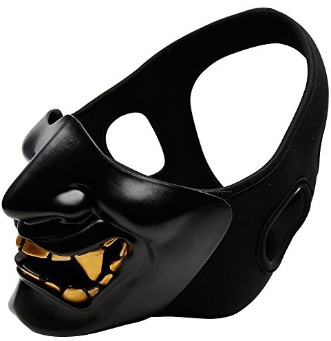 Demi-Visage Masque Protecteur Sourire Gardien Prajna pour Halloween, Cosplay, Costume Party et Film Prop-BK