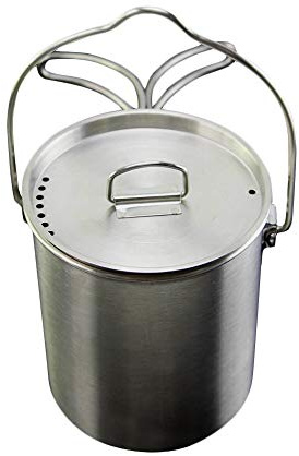 AZXAZ Camping Tasse Topf Mit Klappgriffen und Deckel 750 ML Edelstahl Wasserbecher Hängender Topf Für Outdoor Wandern Backpacking