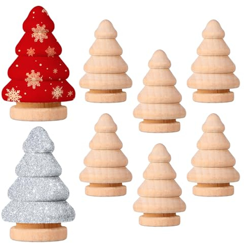 SUPVOX 10pcs Arbre de Noël en Bois Figurine en Bois à Peindre Figurines Marionnette Décoration pour Noël