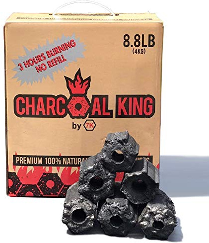 Charcoal King by 7K Charcoal Briquette - All Natural - Additive Free - Biodegradable - Highest Firing Temperature - Extra Long Burning Time - 8.8 lbs