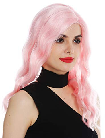 WIG ME UP - VK-58-T2333 Perruque dames longue raie noble ondulé vagues rose clair Hollywood diva