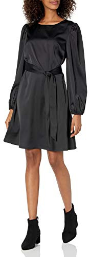 The Drop, Vestito da Donna, Elasticizzato in Seta con Cintura, Nero, di @shopdandy, S