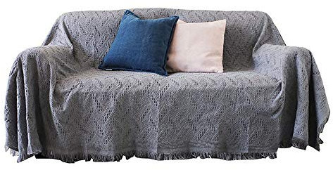 sofa decken,Graues kariertes Sofa-Handtuch, Stoff-Staubschutz-Sofa-Handtuch-T-Teilgitter (90 * 150 cm)