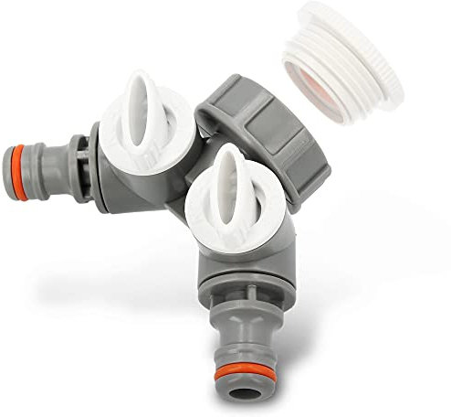 BRADAS® 2-Wege-Verteiler WHITE LINE Anschluss 3/4 Zoll Innengewinde x 1 Reduzierung Wasserhahn Adapter | 2-Fach Y-Verteiler Wasserverteiler Für Gartenschlauch Absperrhahn Regelbar Schlauchverteiler