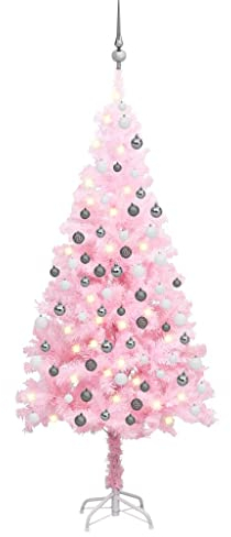 vidaXL Árbol de Navidad preiluminado con Luces y Bolas Rosa 120 cm