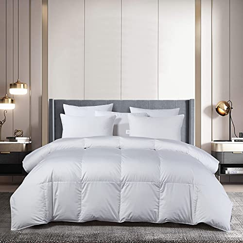 Beautyrest White Goose Down Comforter King Size - All Seasons Warmth Sateen Cotton European Down Duvet Insert 650 Fill Power Feather Down Comforter Insert Made in USA