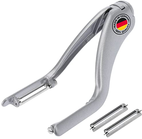 Westmark Gemüse- und Doppelschäler/Spargel-Schäler, inklusive 2 Ersatz-Edelstahlklingen, Peel-Star Alu, Hochwertiges Aluminium mit lebensmittelechter Beschichtung, 605022E6