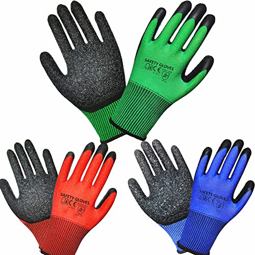 ATM A 3 Pairs Multicoloured Men and Women Garden Gloves Superior Grip Work Gloves Multi for Regular Construction, Logistics, Warehousing, Landscape and DIY Work