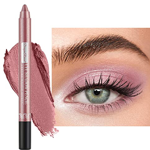 Perlglanz-Seidenraupen-Lidschattenstift Bleistift, dauerhaft wasserdicht und nicht blühend, glänzender Perlglanz-Gelstift, 12-farbiger Lidschattenstift (Roségold)