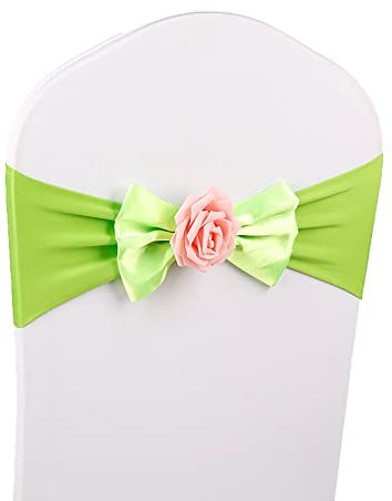 Stolsbågar rosetter Stolsband Slipsar, spandex stolsbåge med rosenkula Konstgjorda bröllopsstolsbågar Bröllopsstol fluga Stol Cover Band Party,Light green,20PCS