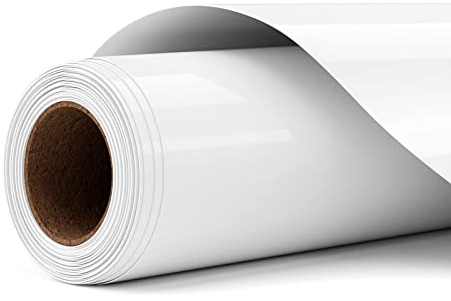 Flex Thermocollant pour Tissu Blanc, Vinyl Thermocollant HTV Rouleau 30,5 X 305CM Flex Thermocollant transfert Film Plotter Pour DIY t-shirts, sacs et autres tissus，Facile à Couper et à Désherber